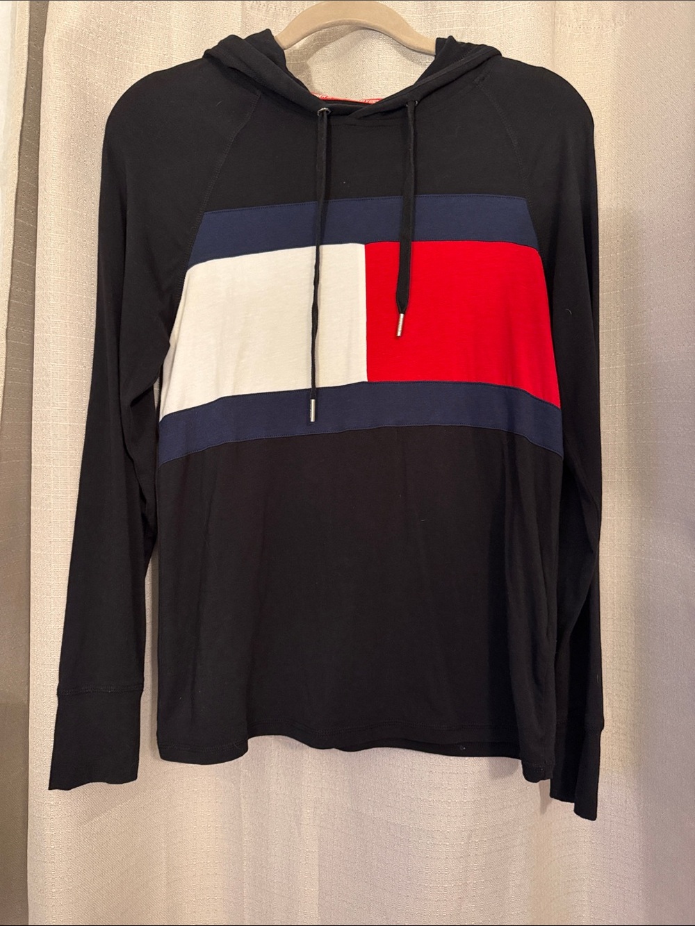 Tommy Hilfiger Black Hoodie with Red, White & Navy Colorblock